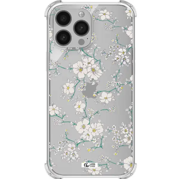 White Flower Apple iPhone 13 Pro Clear PC Case