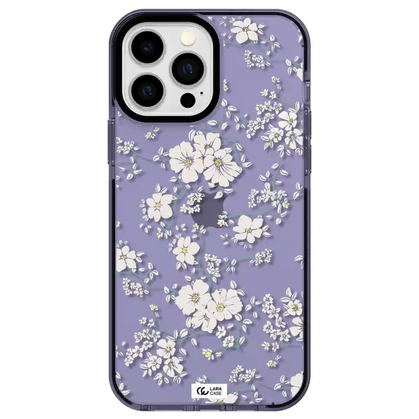 White Flower Apple iPhone 13 Pro Max impact Lilac Case
