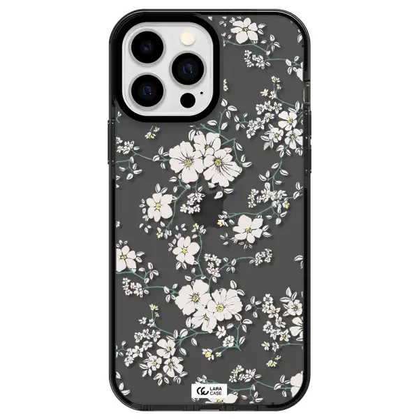 White Flower Apple iPhone 13 Pro Max impact Smoke Black Case