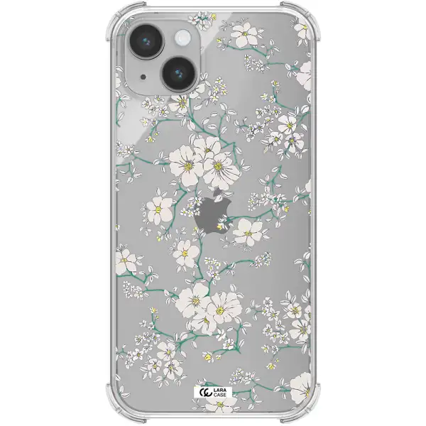 White Flower Apple iPhone 14 Clear PC Case