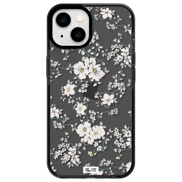 White Flower Apple iPhone 14 impact Smoke Black Case
