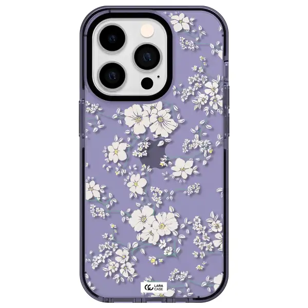 White Flower Apple iPhone 14 pro impact Lilac Case