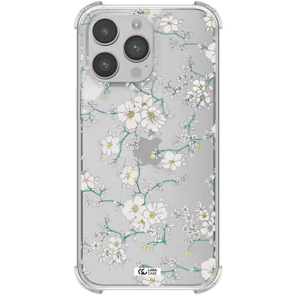 White Flower Apple iPhone 14 pro max Clear PC Case