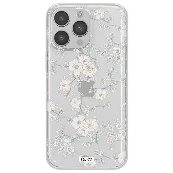 White Flower Apple iPhone 14 pro max Clear TPU Case