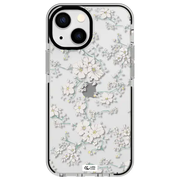 White Flower Apple iPhone 15 impact black border Case