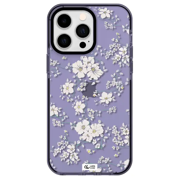 White Flower Apple iPhone 15 Pro Max impact Lilac Case