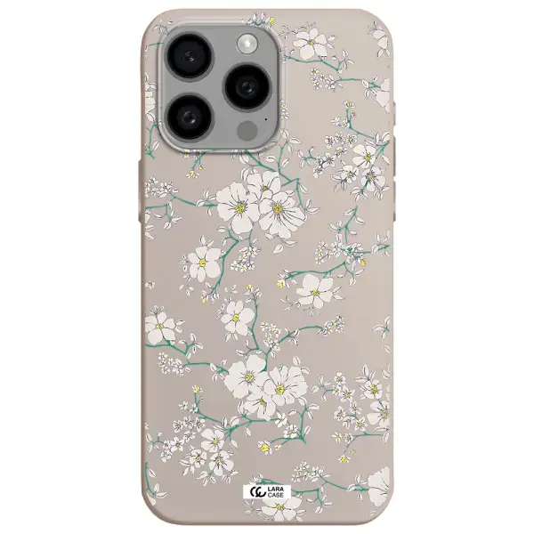 White Flower Apple Iphone 15 Pro max Silicone Stone Case