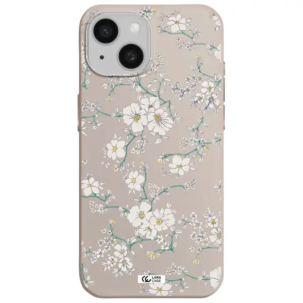 White Flower Apple iPhone 15 Silicone Stone Case
