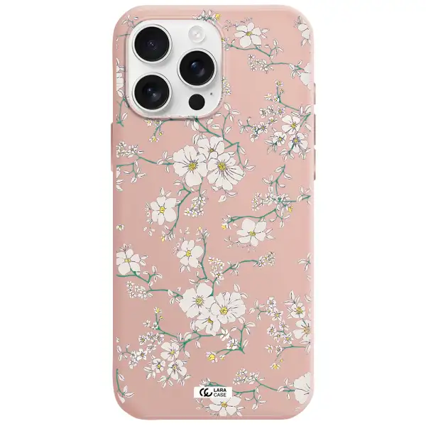 White Flower Apple Iphone 16 Pro Max Silicone Pastel Pink Case