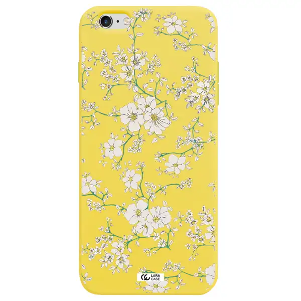 White Flower Apple iPhone 6 plus Silicone canary yellow Case