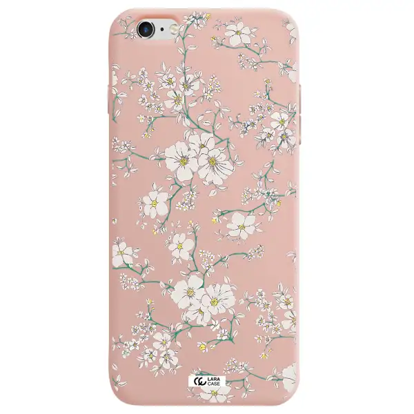White Flower Apple iPhone 6 plus Silicone pastel pink Case
