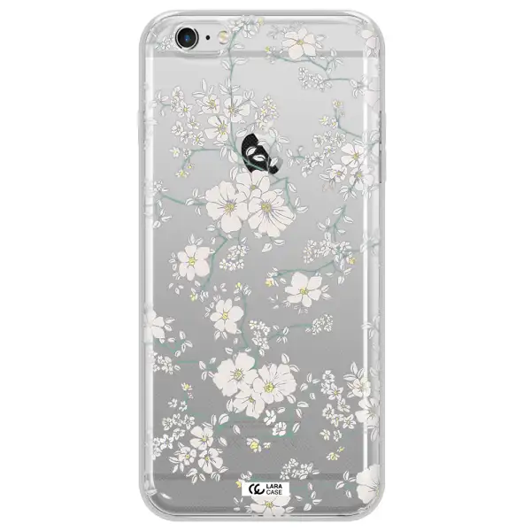 White Flower Apple iPhone 6 s plus Clear TPU Case