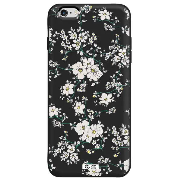 White Flower Apple iPhone 6 s plus Silicone black Case