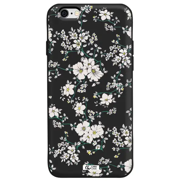 White Flower Apple iPhone 6 Silicone black Case