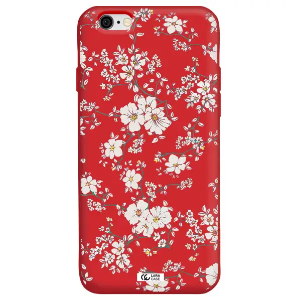 White Flower Apple iPhone 6 Silicone Imperial Red Case