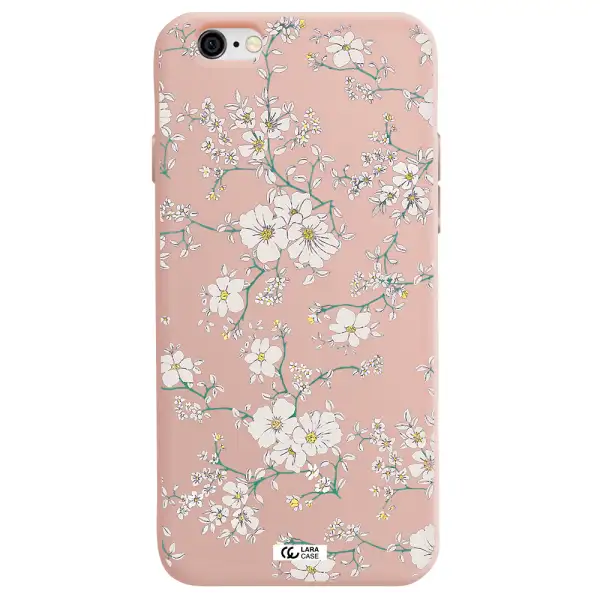 White Flower Apple iPhone 6 Silicone pastel pink Case