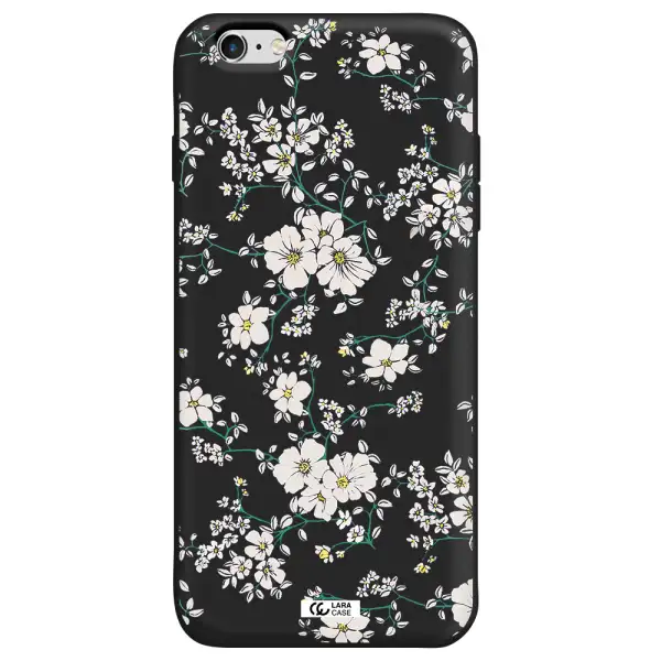 White Flower Apple iPhone 6S Silicone black Case