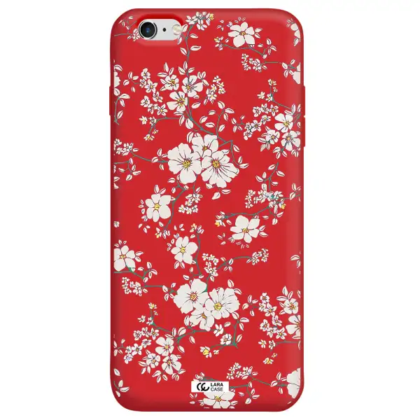 White Flower Apple iPhone 6S Silicone Imperial Red Case