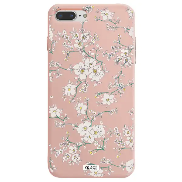 White Flower Apple iPhone 7 plus Silicone pastel pink Case