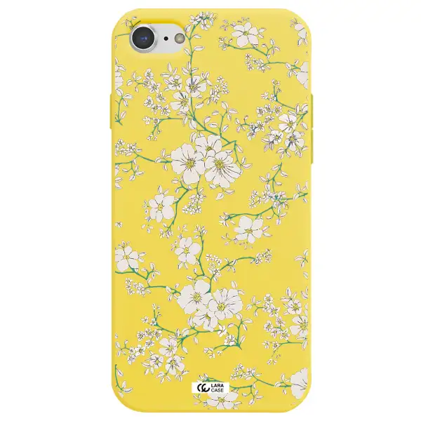 White Flower Apple iPhone 7 Silicone canary yellow Case