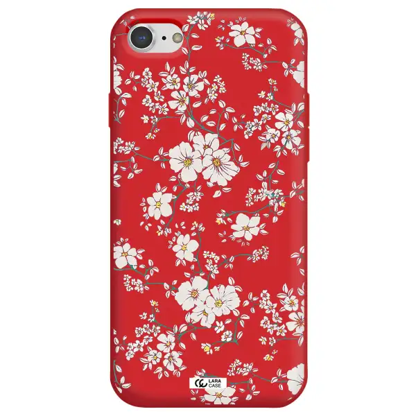 White Flower Apple iPhone 7 Silicone Imperial Red Case