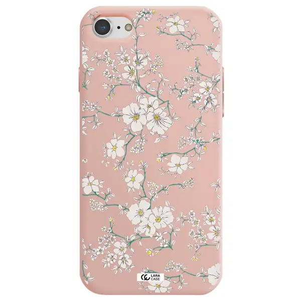 White Flower Apple iPhone 7 Silicone pastel pink Case