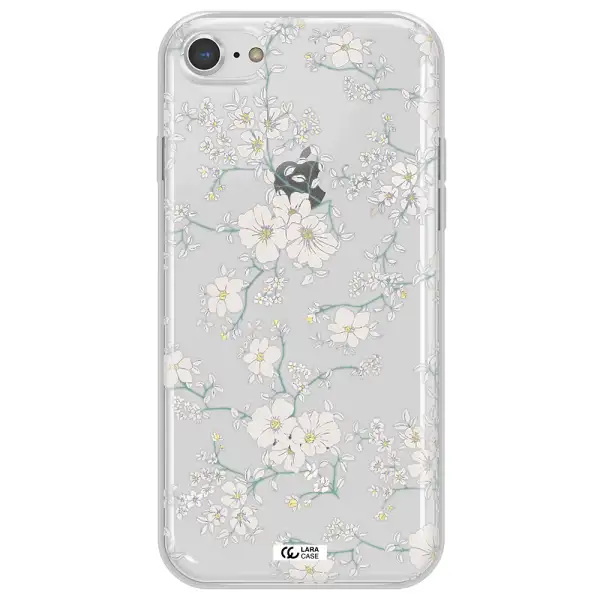 White Flower Apple iPhone 8 Clear TPU Case