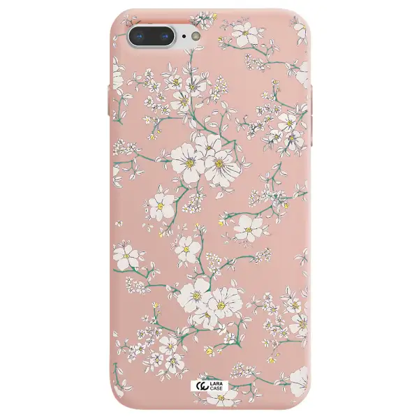 White Flower Apple iPhone 8 plus Silicone pastel pink Case