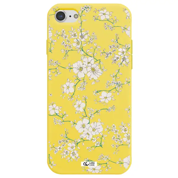 White Flower Apple iPhone 8 Silicone canary yellow Case