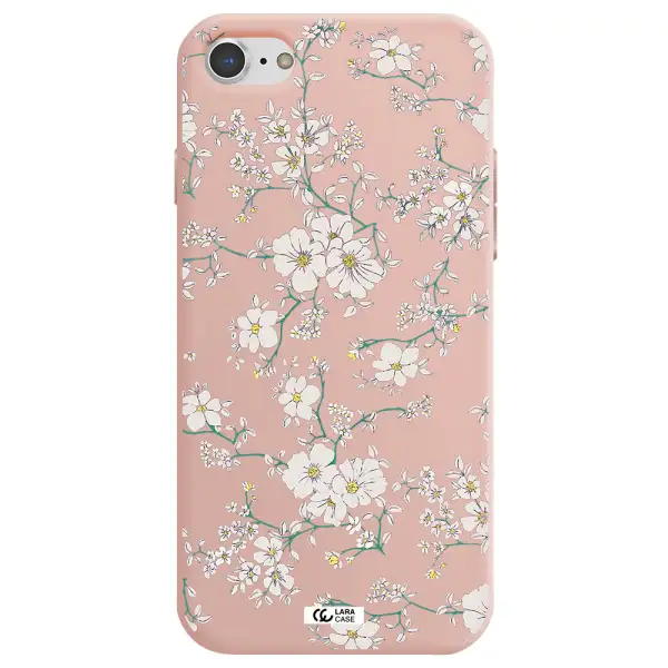 White Flower Apple iPhone 8 Silicone pastel pink Case