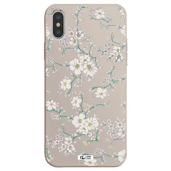 White Flower Apple iPhone X Silicone Stone Case