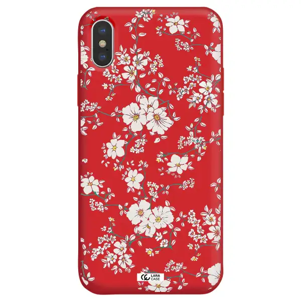 White Flower Apple iPhone XS max Silicone Imperial Red Case