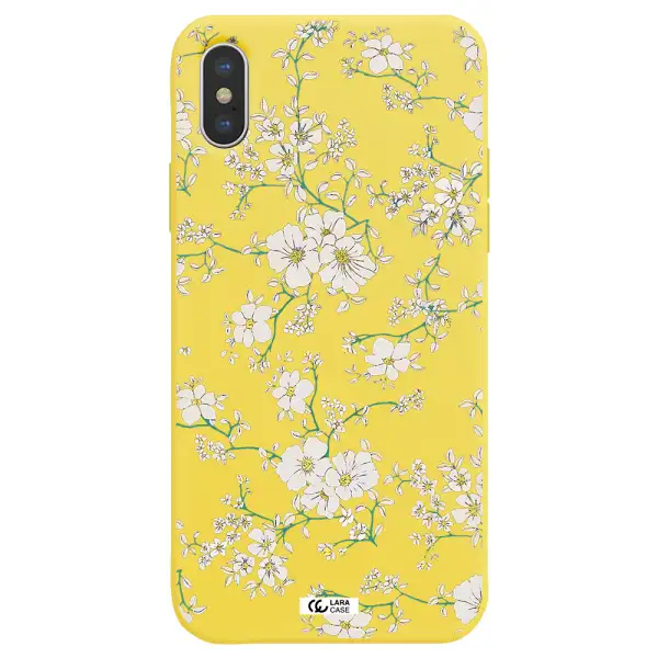 White Flower Apple iPhone XS Silicone canary yellow Case