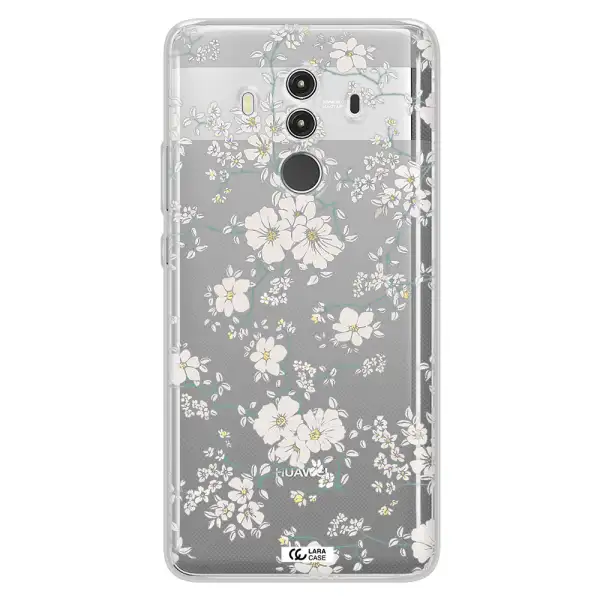 White Flower Huawei Mate 10 Clear TPU Case
