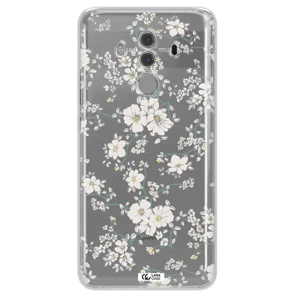 White Flower Huawei Mate 10 Pro Clear TPU Case