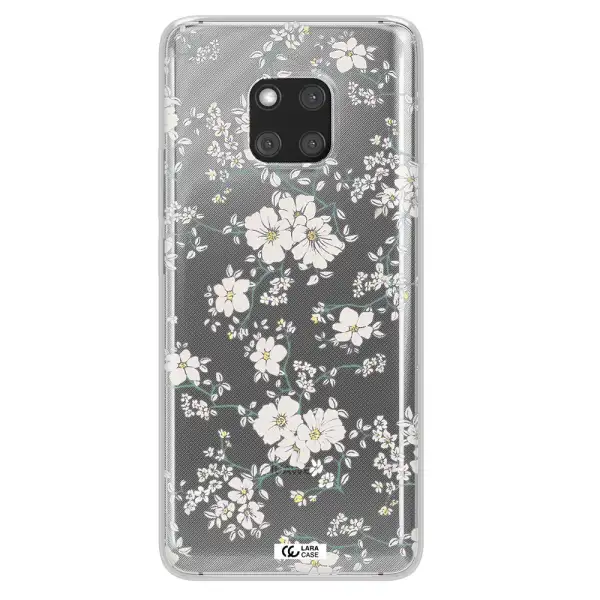 White Flower Huawei Mate 20 Pro Clear TPU Case