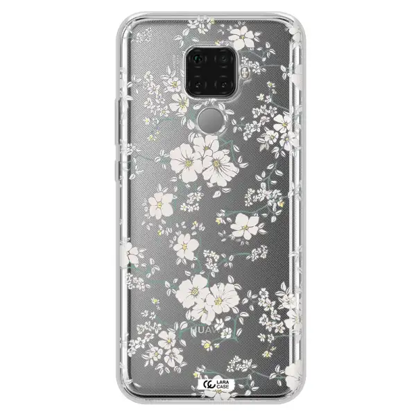 White Flower Huawei Mate 30 Lite Clear TPU Case