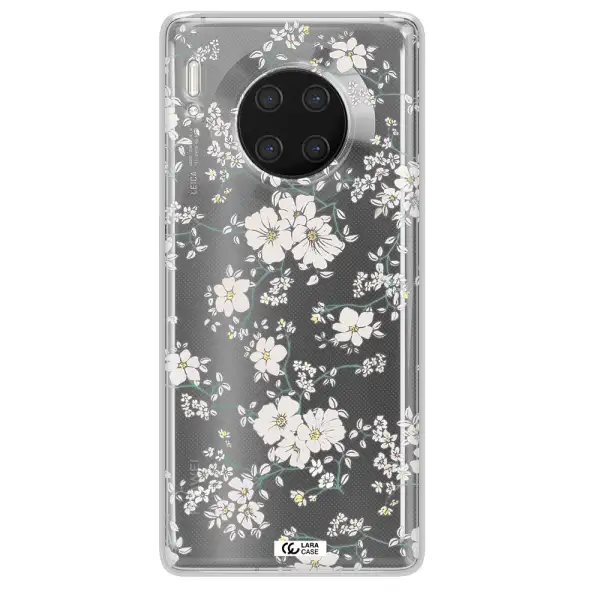 White Flower Huawei Mate 30 Pro Clear TPU Case