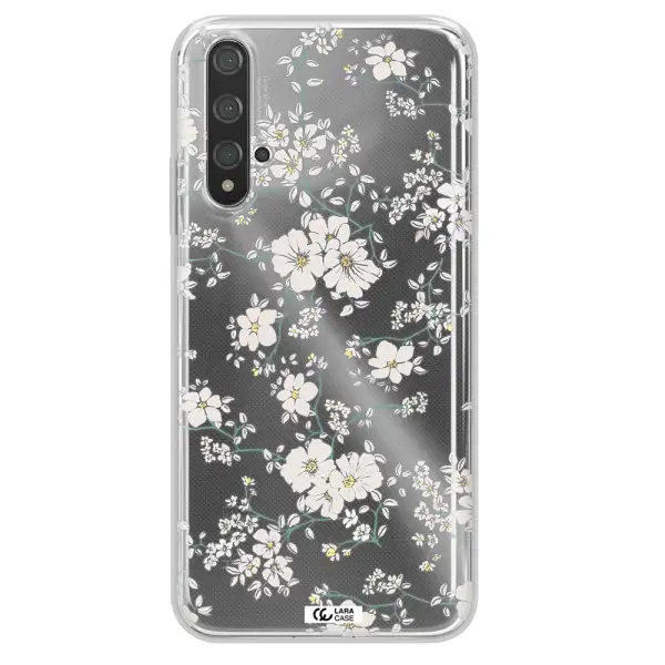 White Flower Huawei Nova 5t Clear TPU Case
