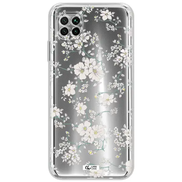 White Flower Huawei Nova 7I Clear Tpu Case