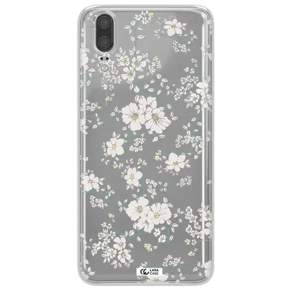 White Flower Huawei P20 Clear TPU Case