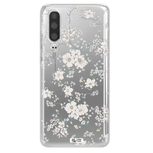 White Flower Huawei P30 Clear TPU Case