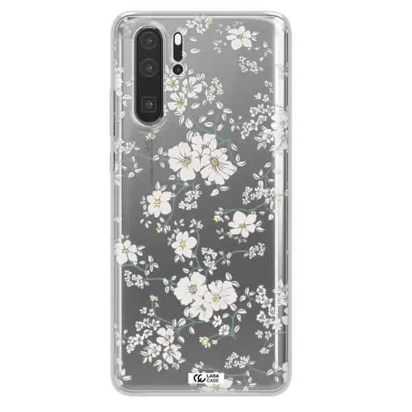 White Flower Huawei P30 Pro Clear TPU Case