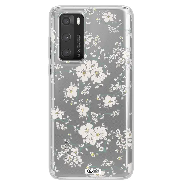 White Flower Huawei P40 Clear TPU Case