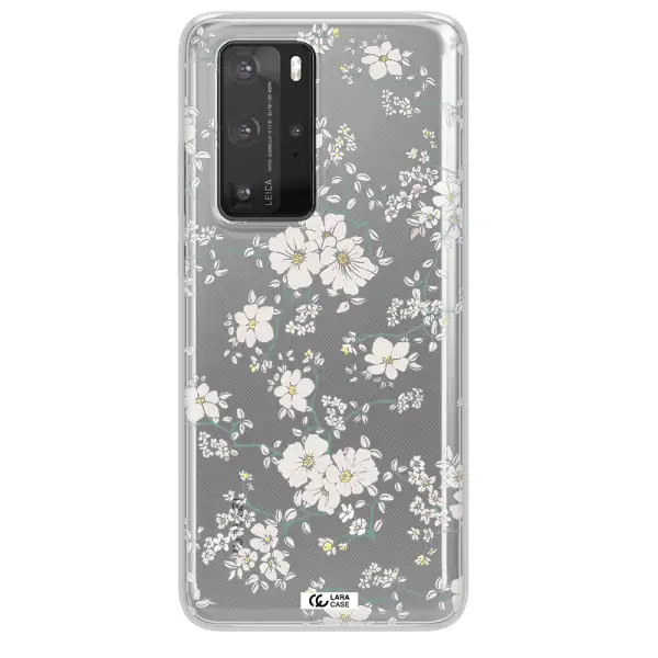 White Flower Huawei P40 Pro Clear TPU Case