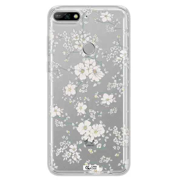 White Flower Huawei Y7 2018 Clear TPU Case