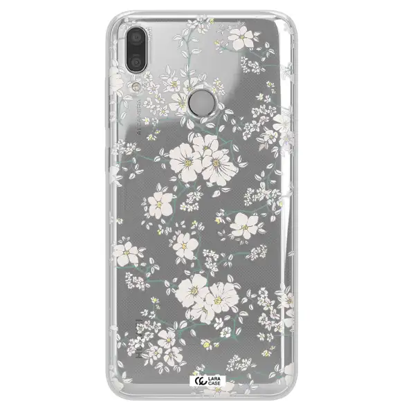 White Flower Huawei Y7 2019 Clear TPU Case