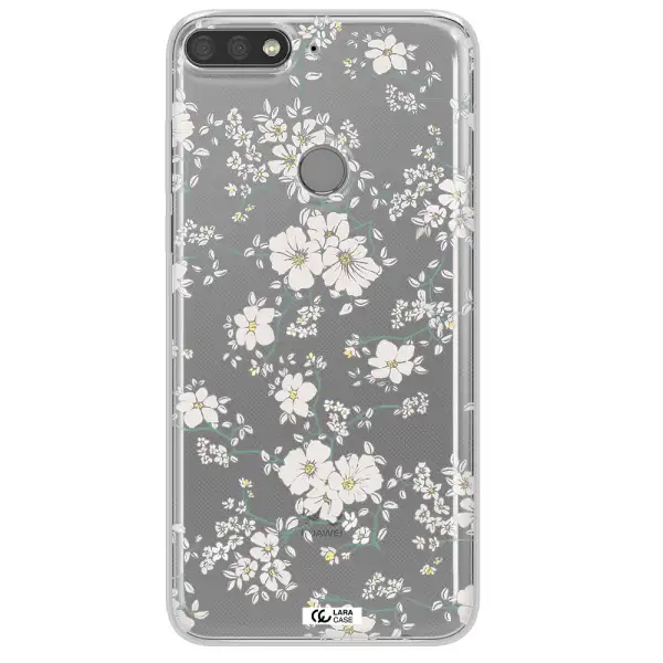 White Flower Huawei Y7 Prime 2018 Clear TPU Case