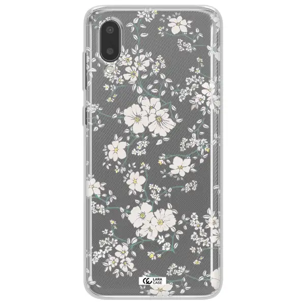 White Flower Samsung A02 Clear TPU Case
