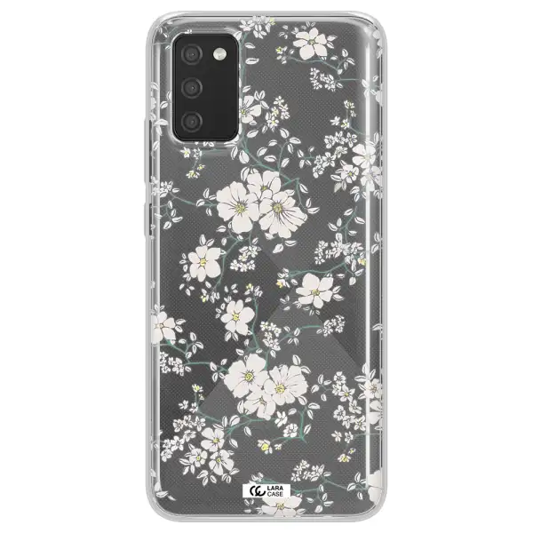 White Flower Samsung A02S Clear TPU Case